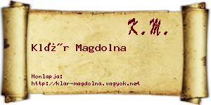 Klár Magdolna névjegykártya
