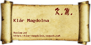 Klár Magdolna névjegykártya